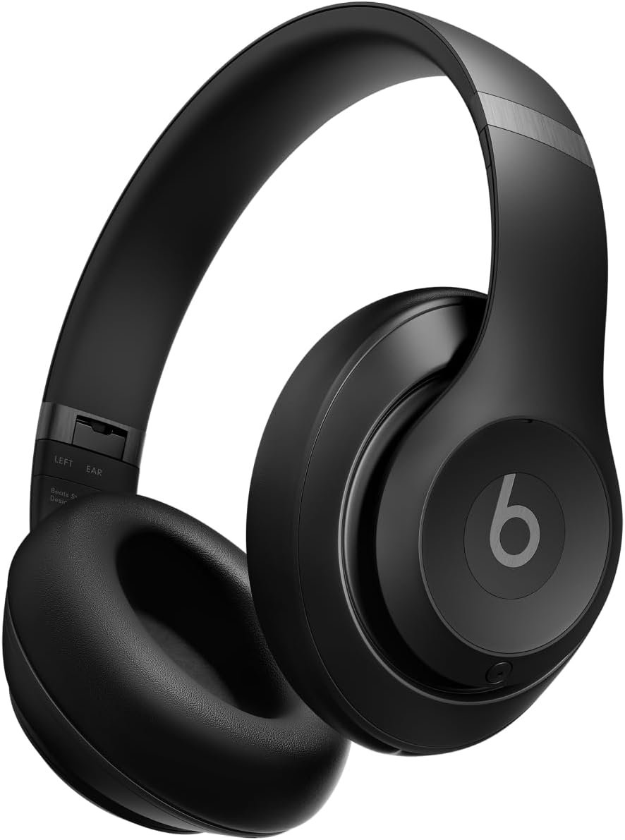 Black Beats Studio Pro wireless noise-cancelling headphones, angled front view showing earcups and headband.