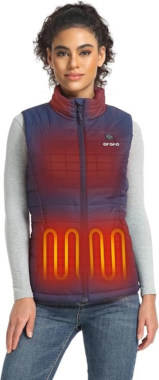 ORORO Women's Heated Gilet with Power Bank, Heated Vest Women Up to 10 Hours of Warmth